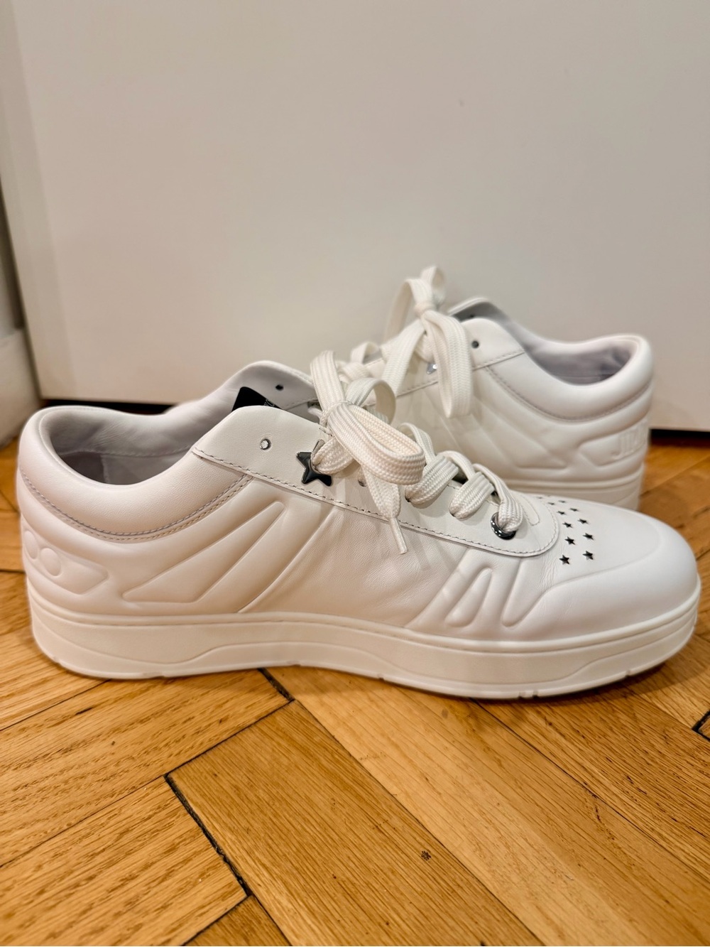 Jimmy Choo Hawaii/M White Leather Star Sneakers EU 43 US 10 Men US 12 Women